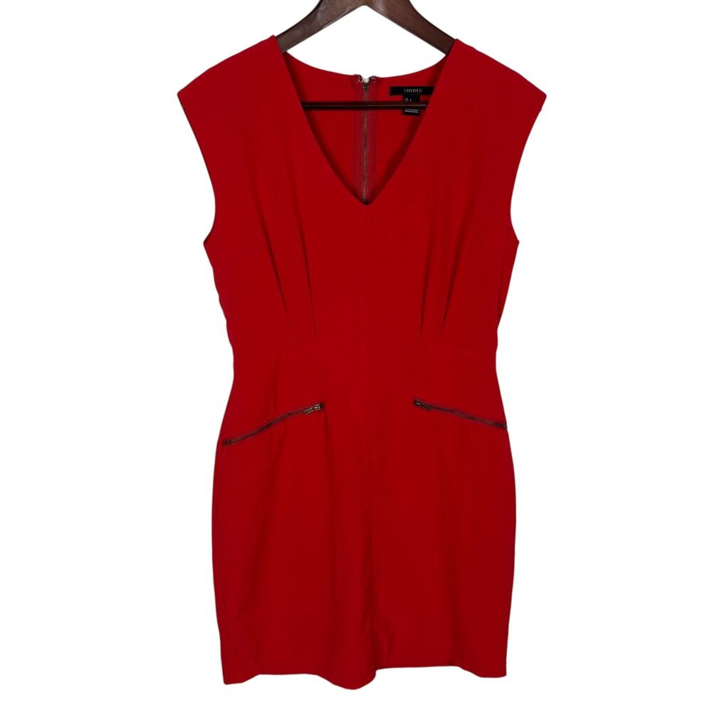Forever 21 Sleeveless V-Neck Dress Women's Small Zipper Pockets